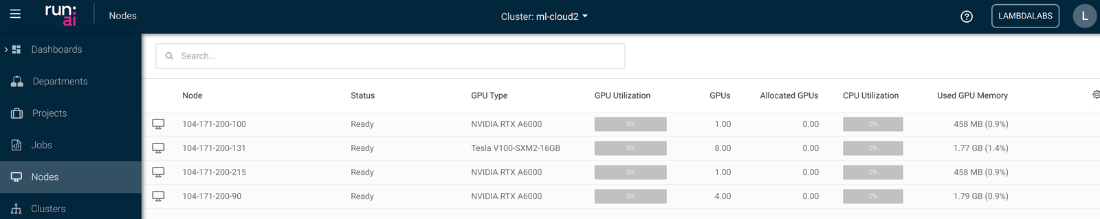 Setting Up A Kubernetes Run:AI Cluster on Lambda Cloud